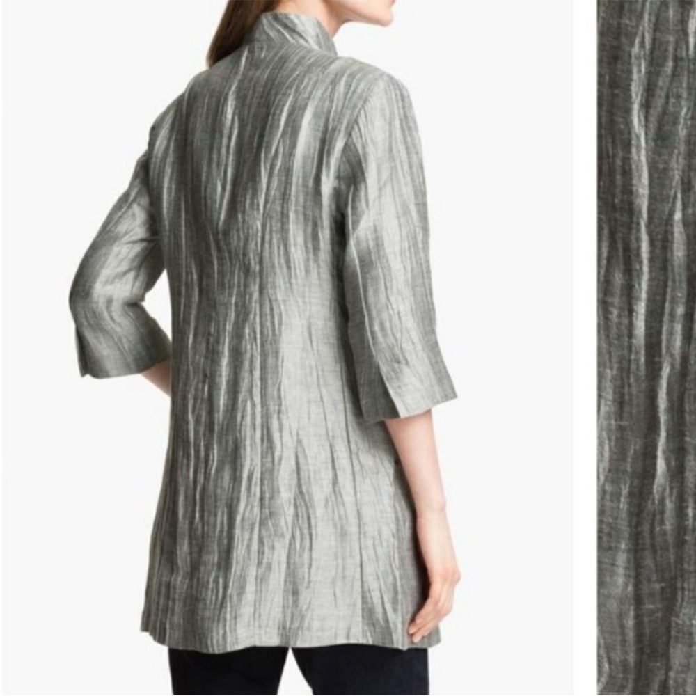 Eileen Fisher Crinkle Linen Jacket with Tank Included - Picture 3 of 11